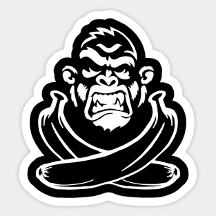 Monkey and Cross Bananas- White Sticker